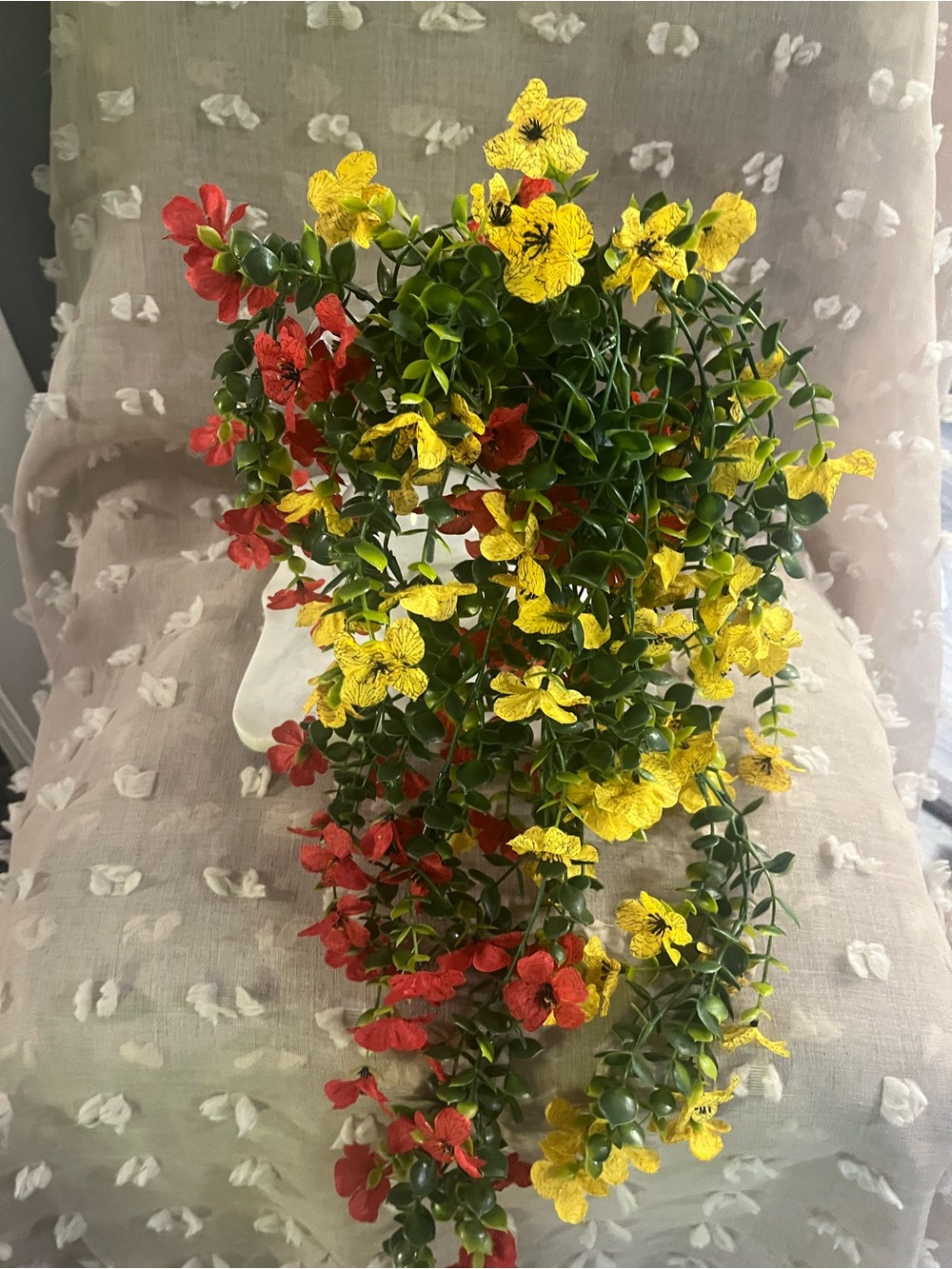 Artificial Cascading Red & Yellow artificial Flowers fall colors